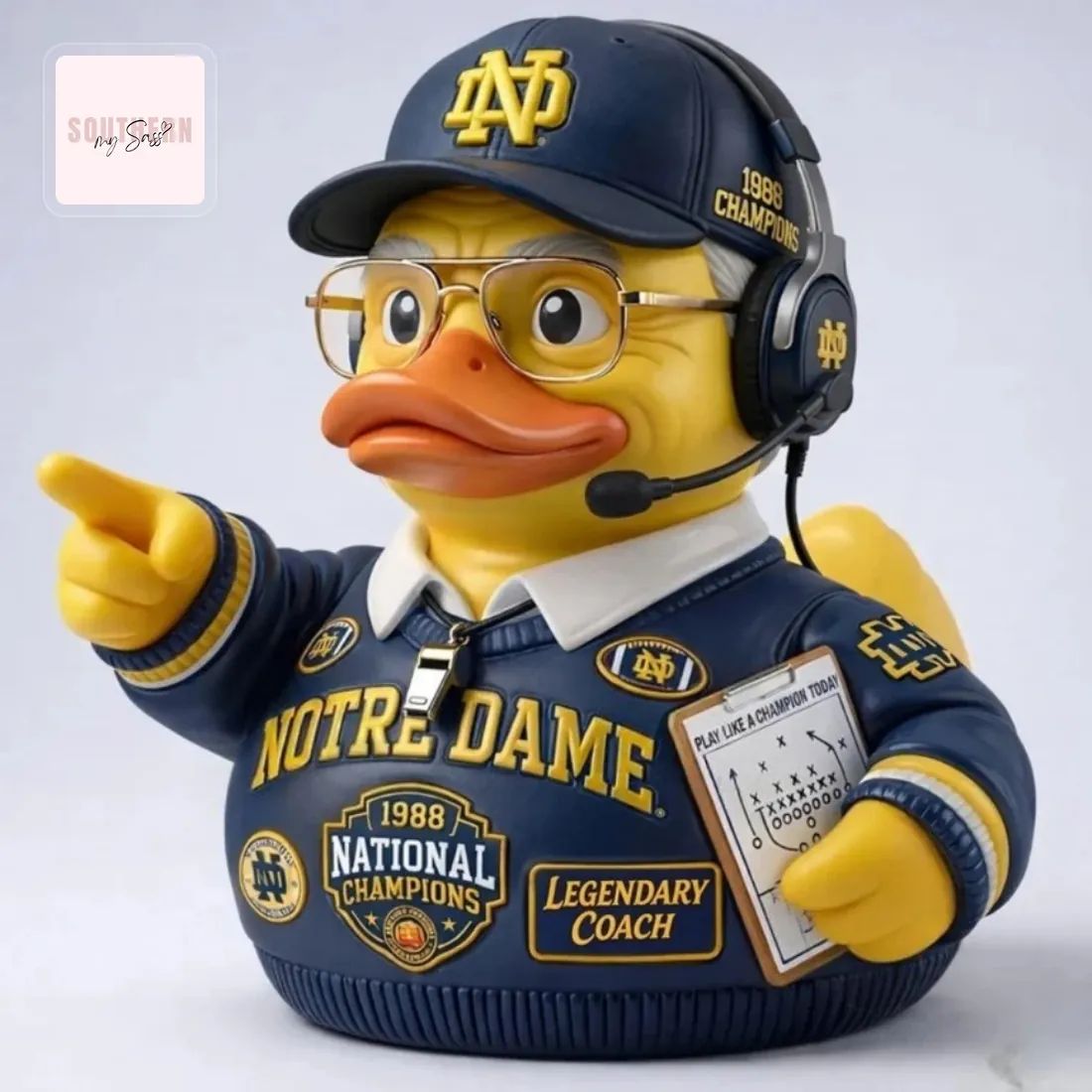 Notre Dame Lou Holtz 1988 National Champions Legendary Coach Rubber Duck