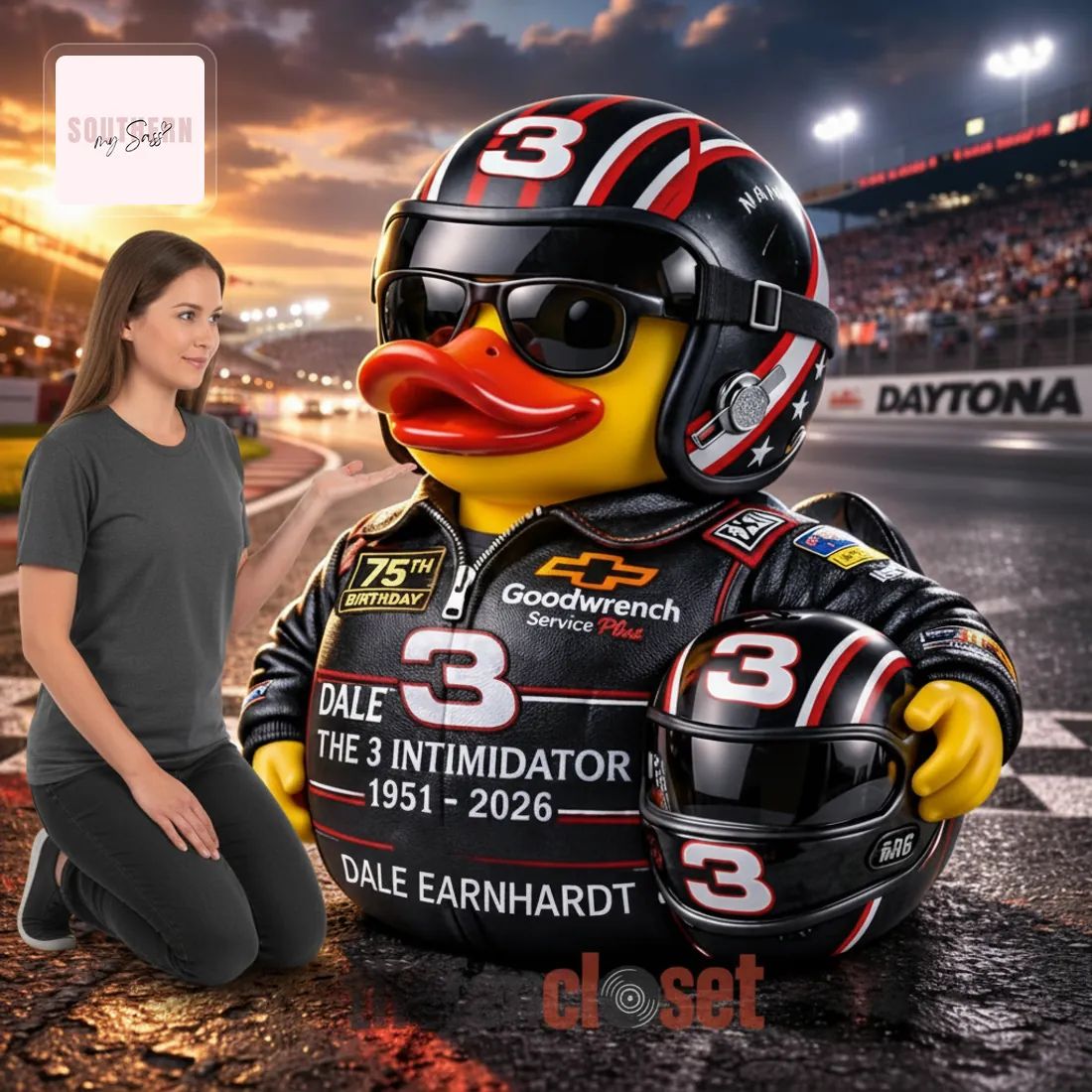 Dale Earnhardt 75th Birthday The 3 Intimidator Rubber Duck