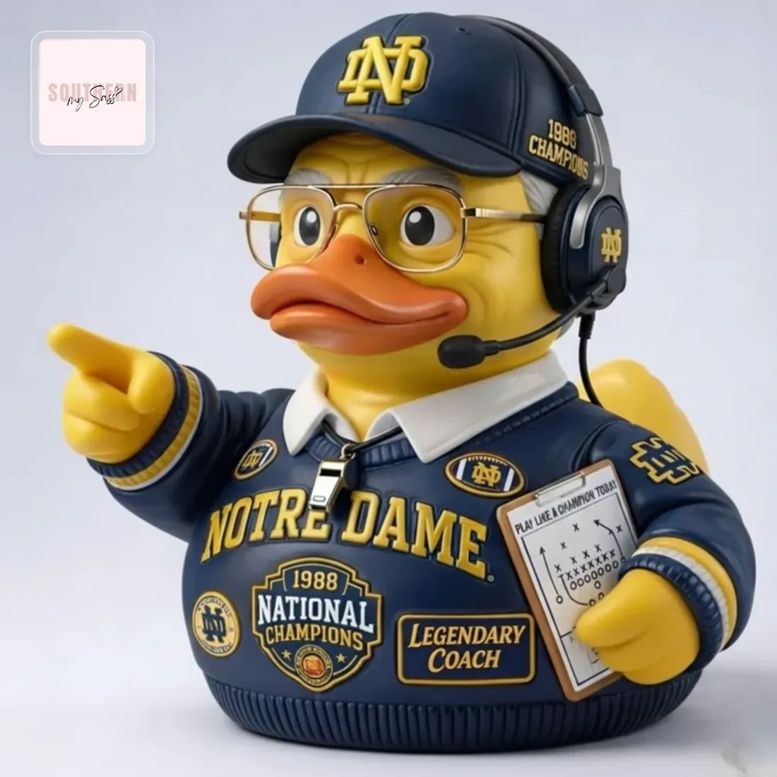 Notre Dame Lou Holtz 1988 National Champions Legendary Coach Rubber Duck