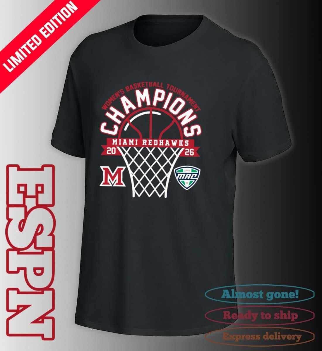 MAC Women’s Basketball Tournament Champions 2026 Miami Redhawks T-Shirt
