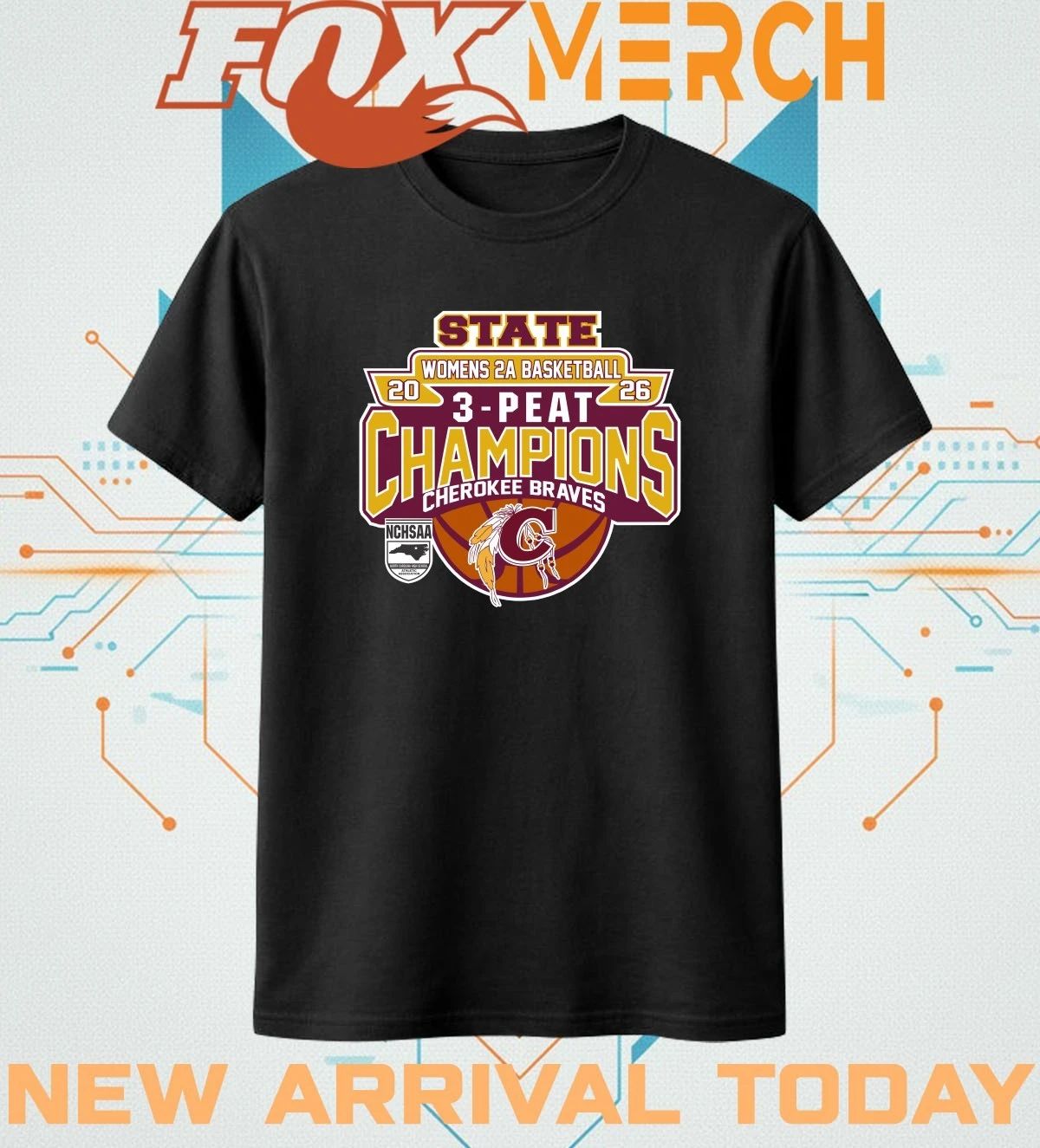 Cherokee Braves 2026 Women’s 2A basketball 3 Peat Champions t-shirt