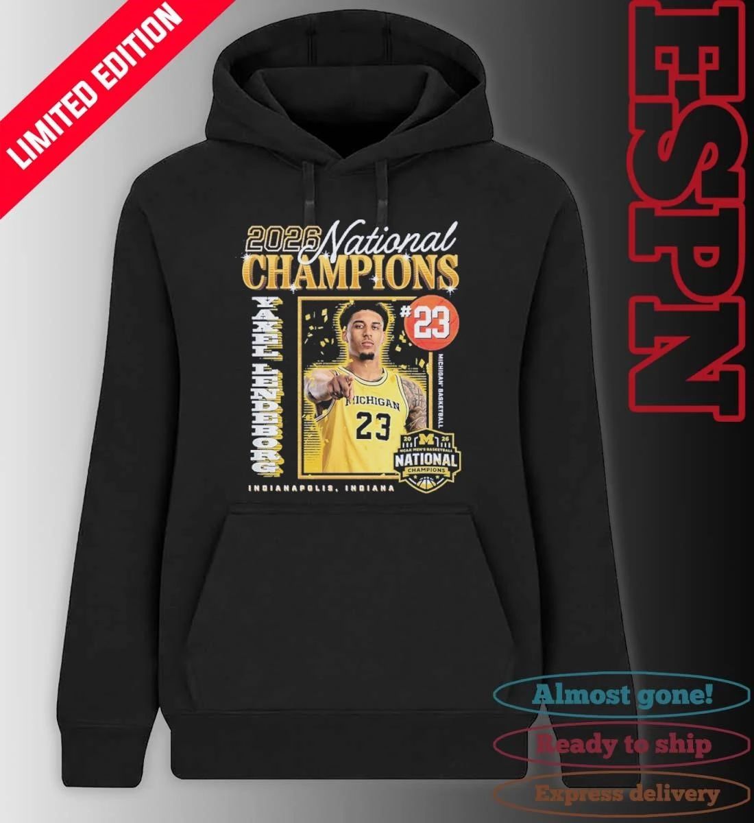 Yaxel Lendeborg Michigan Wolverines 2026 Men’s Basketball National Champions Shirt
