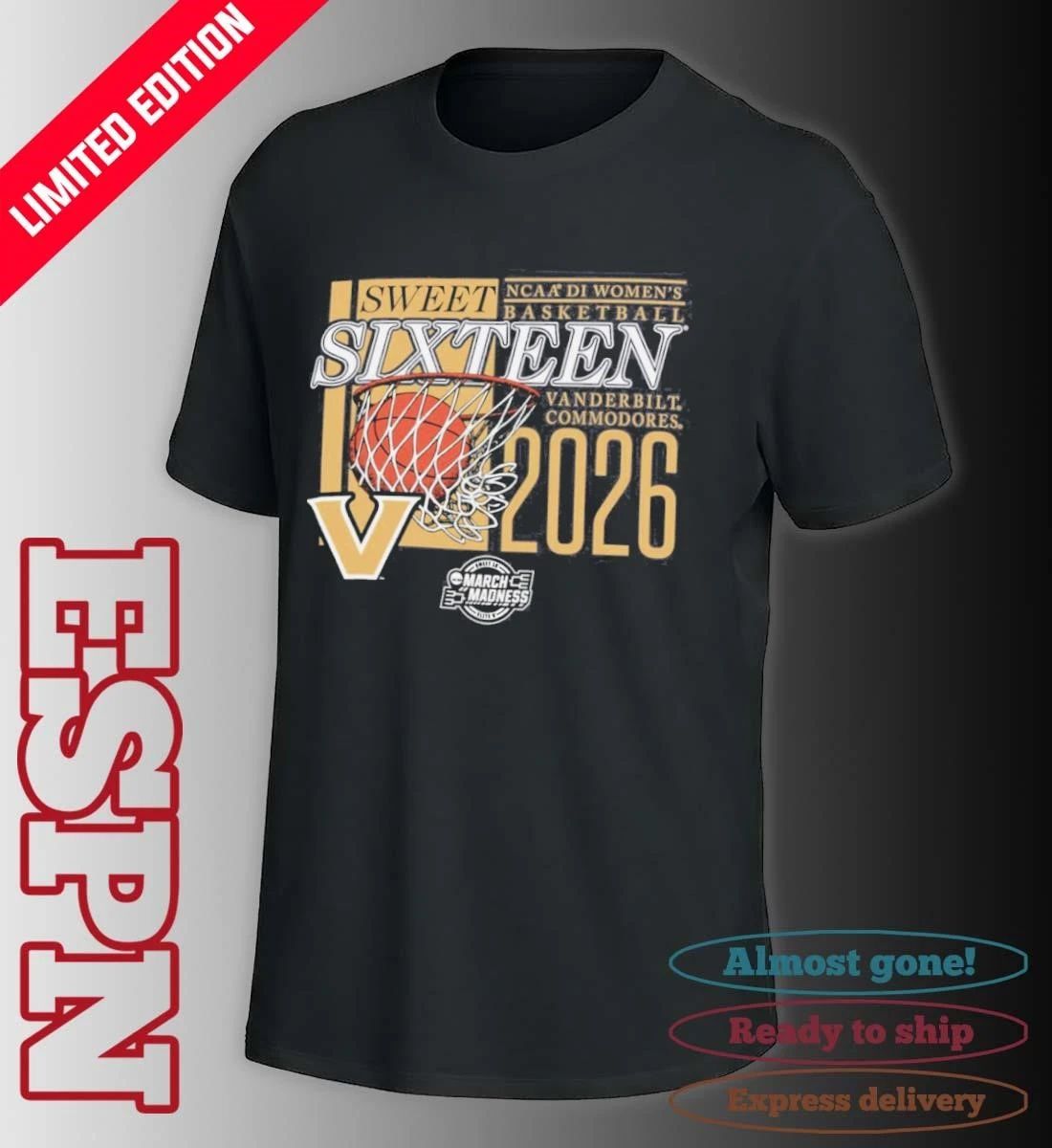 Vanderbilt Commodores 2026 NCAA DI Women’s Basketball Sweet Sixteen – Fort Worth Regional T-Shirt