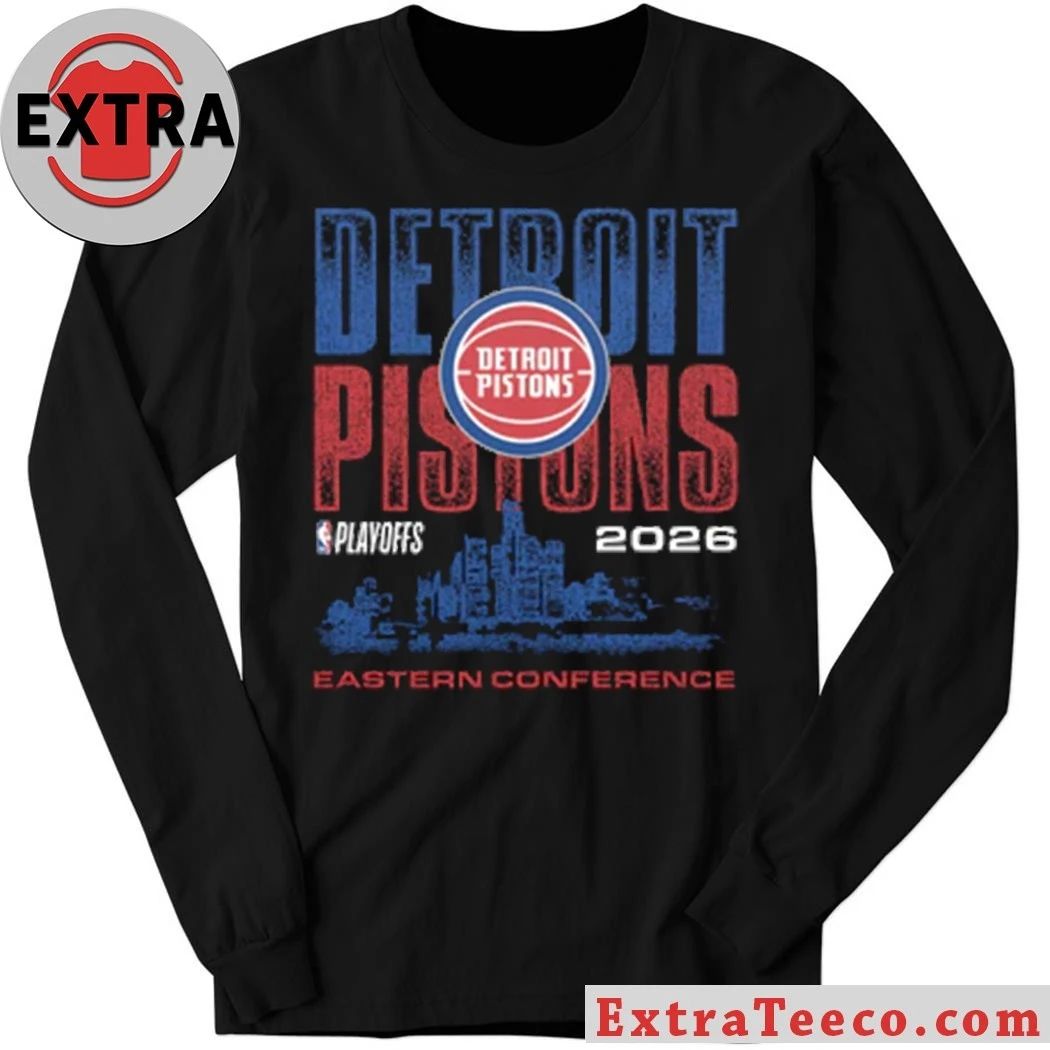Detroit Pistons Playoffs ’26 Eastern Conference Skyline Logo 2026 T-Shirt