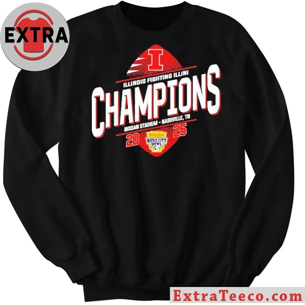 Celebrating the Illinois Fighting Illinois team’s victory at the 2025 Music City Bowl at Nissan Stadium, Nashville, TN Logo T-Shirt