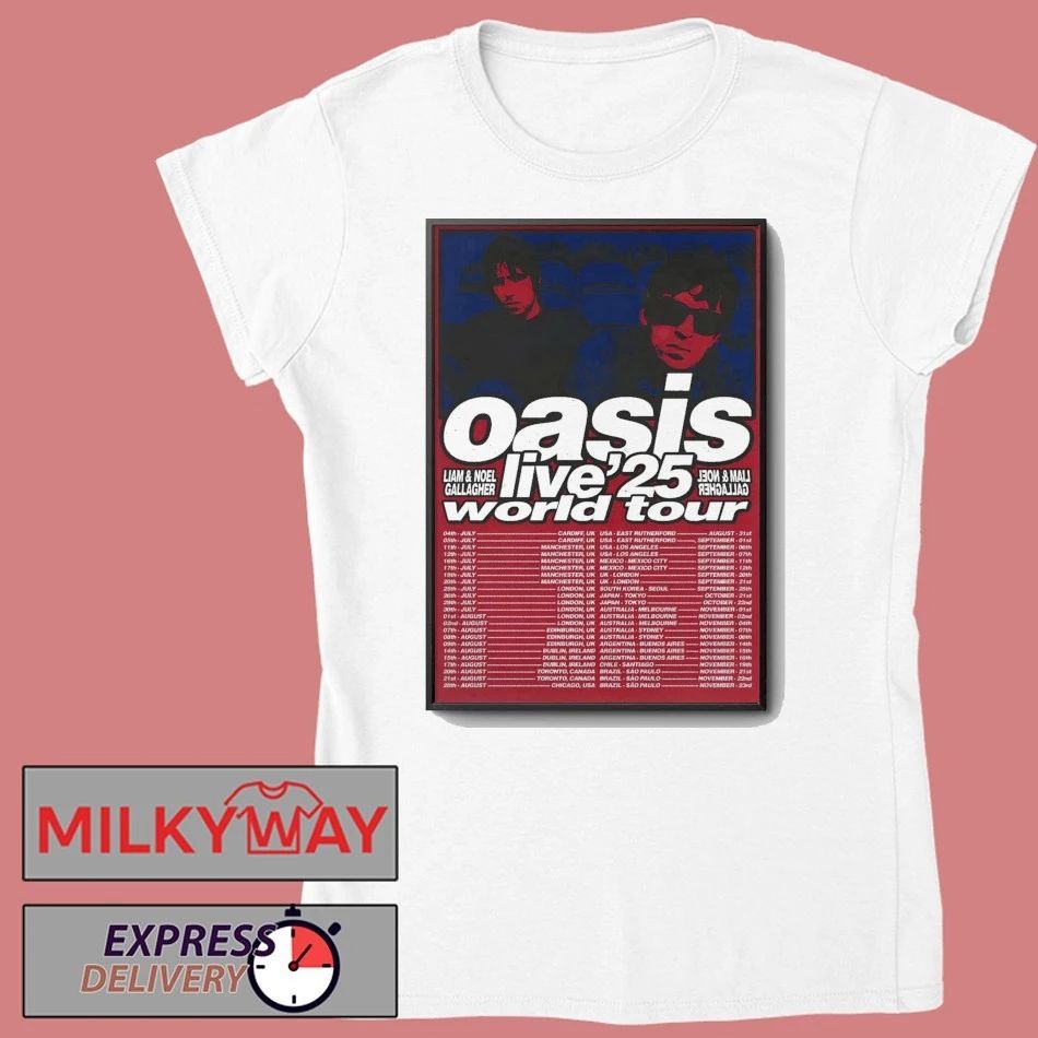 Oasis Live In 2025 World Tour Poster shirt