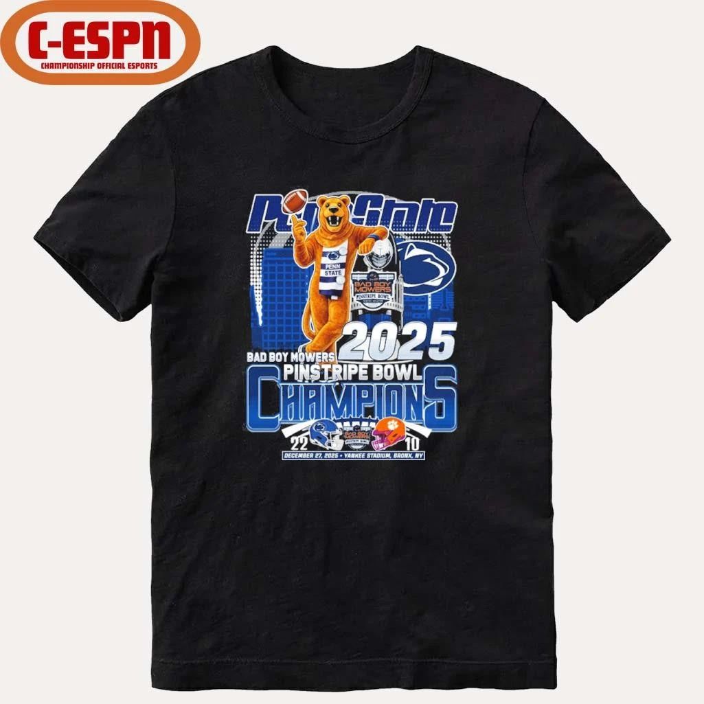 Penn State Mascot Bad Boy Mowers Pinstripe Bowl Champions 2025 Shirt