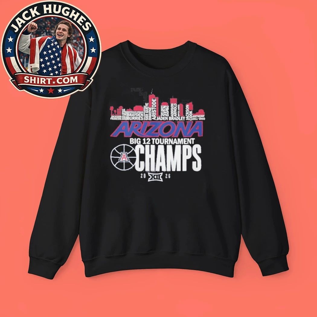 Arizona Wildcats 2026 Big 12 Tournament Champions Skyline Player Roster Shirt