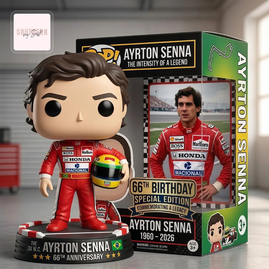Ayrton Senna 66th Anniversary Special Edition Pop Figure Doll