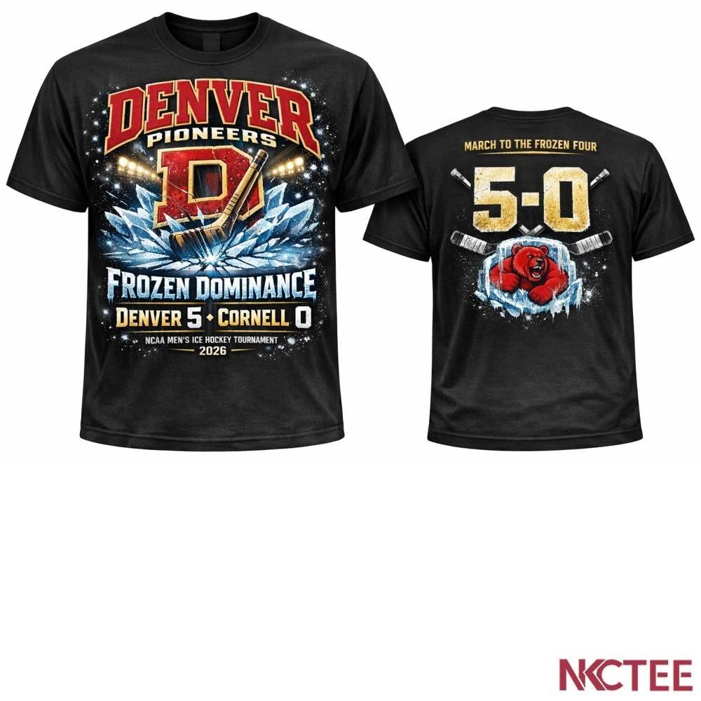 NKCtees Denver Pioneers Frozen Dominance 5-0 Cornell Big Red 2026 NCAA Hockey Tournament Shirt
