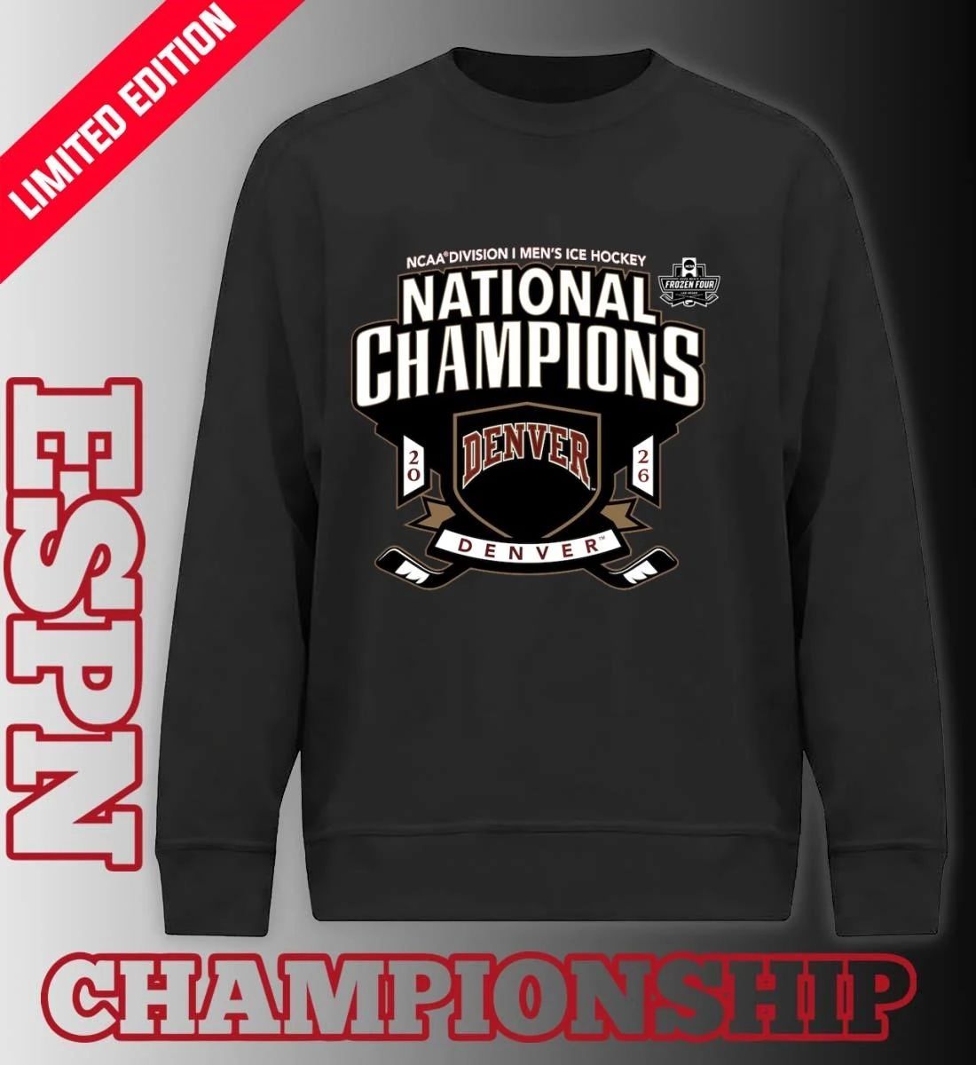Denver Pioneers 2026 NCAA Men’s Hockey National Champions Frozen Four T-Shirt