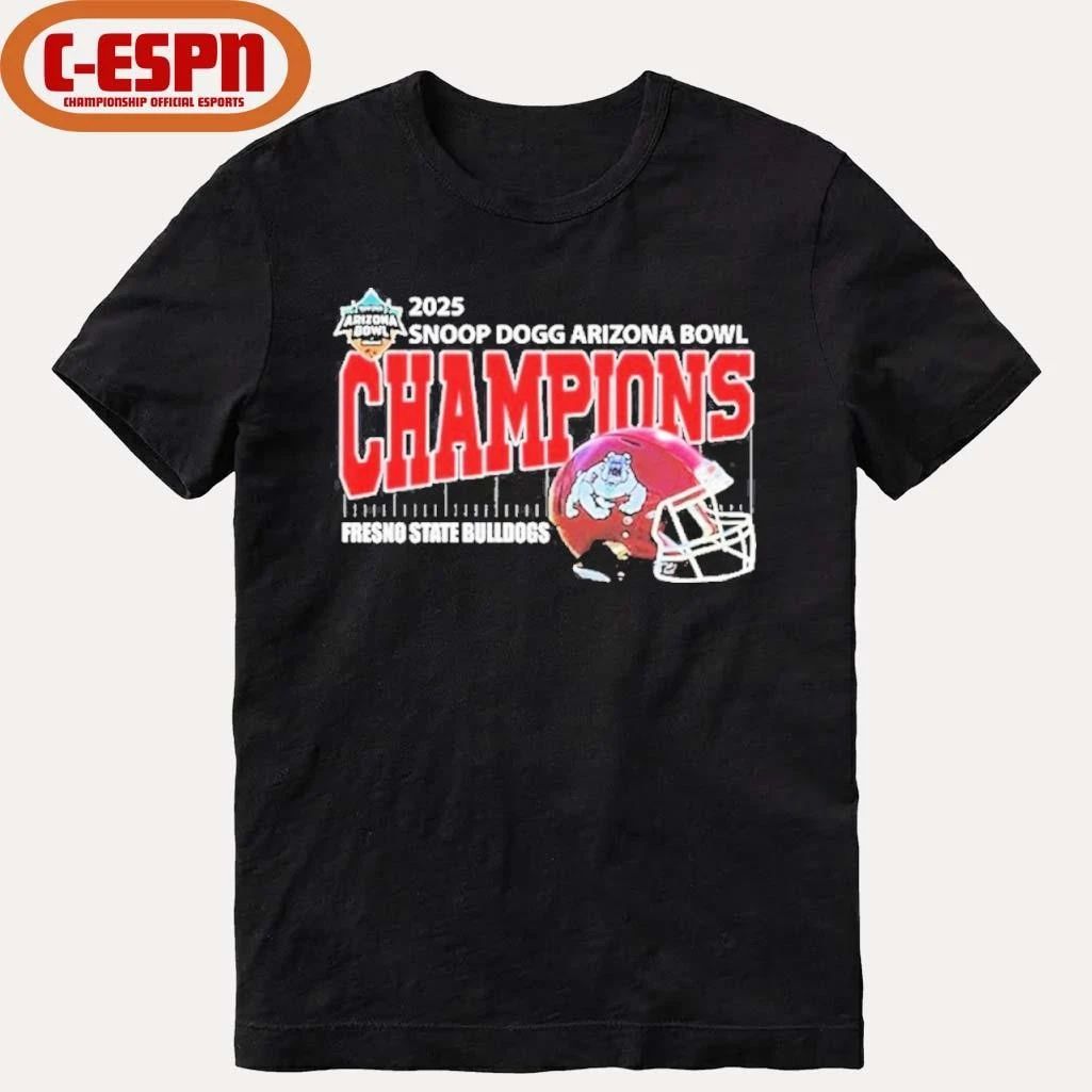 Fresno State Bulldogs 2025 Snoop Dogg Arizona Bowl Champions Helmet Shirt