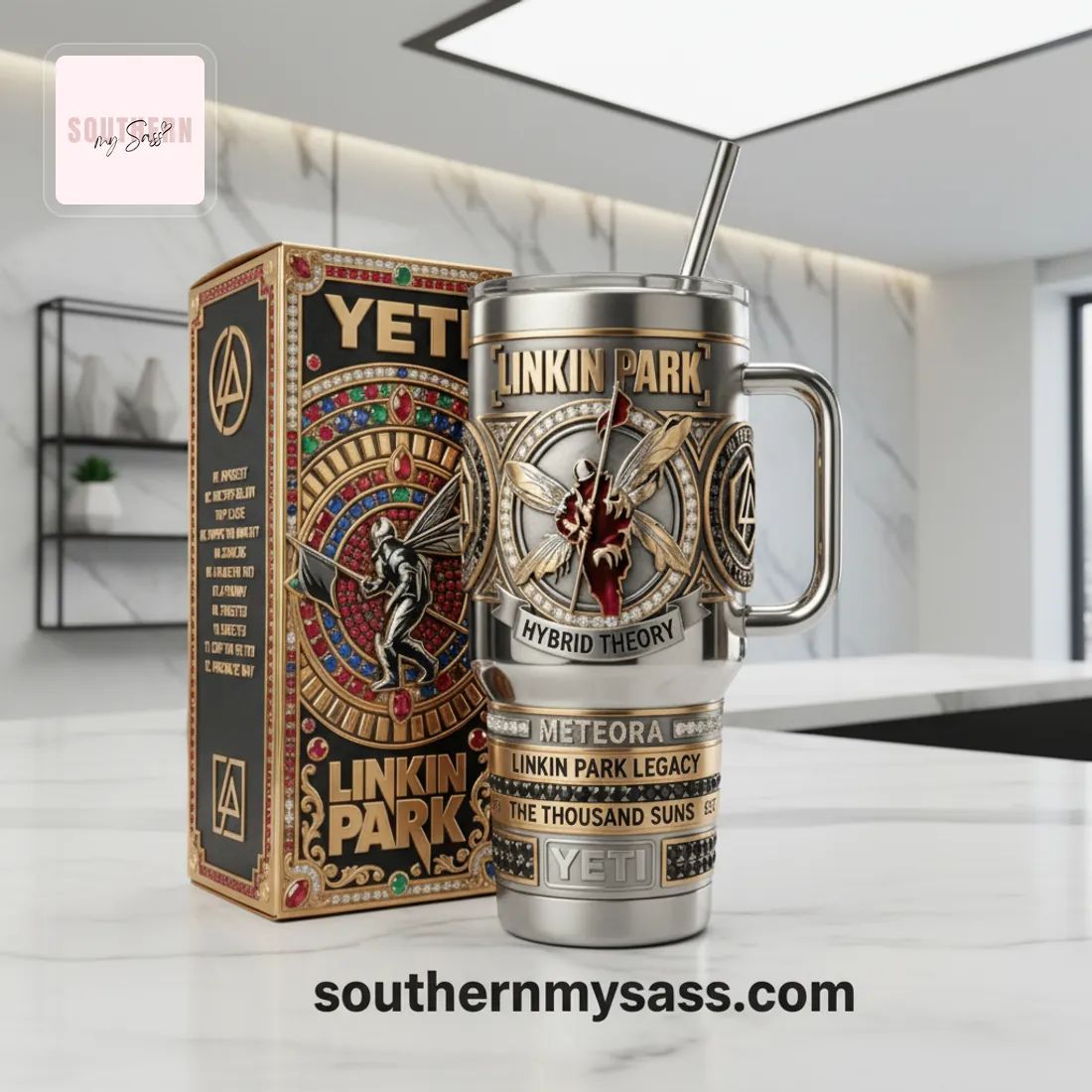 Linkin Park Hybrid Theory YETI 40oz Tumbler With Handle