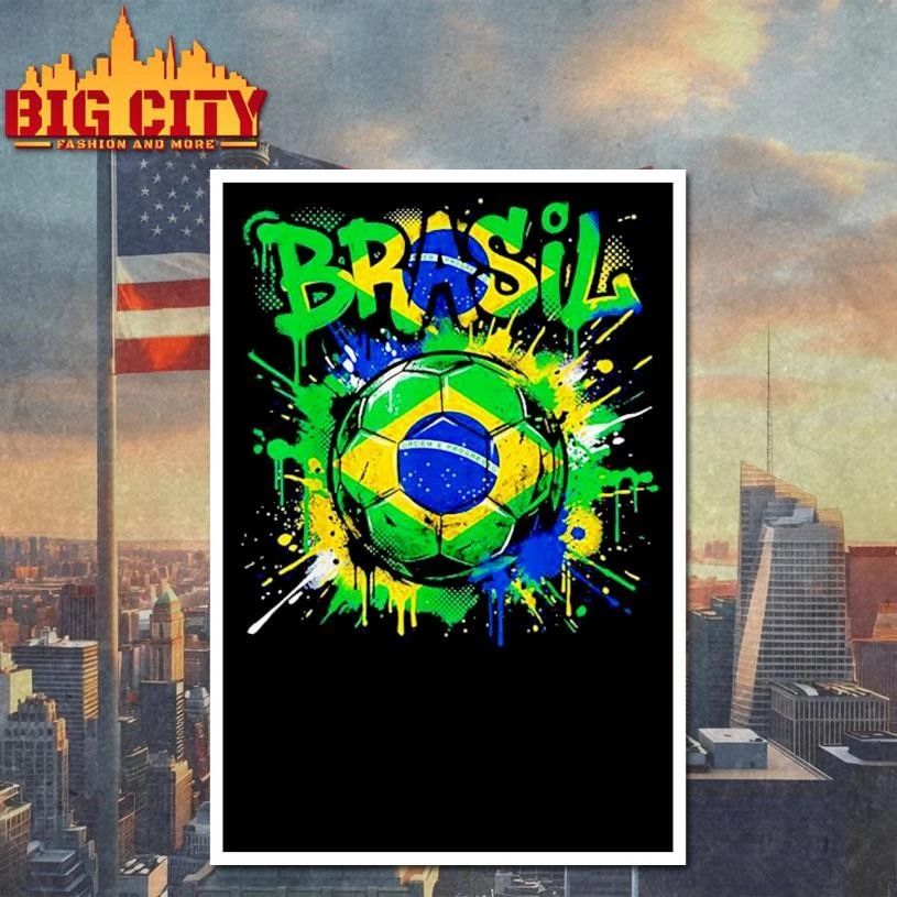 Brazil Football Soccer Player Flag Graffiti Father’s Day Shirt