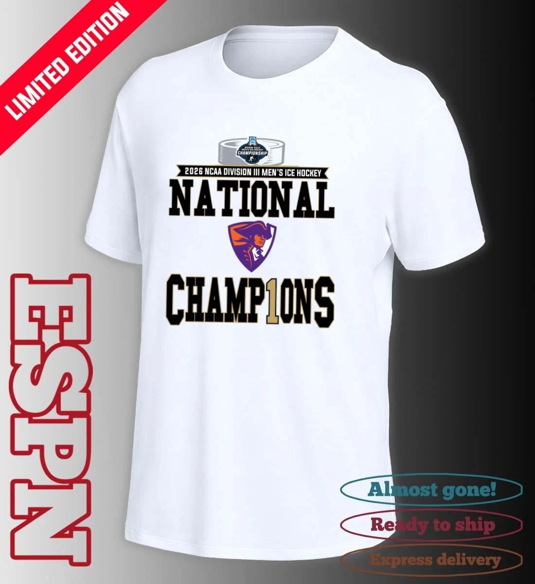 Hobart Statesmen 2026 NCAA DIII Men’s Ice Hockey National Champions Locker Room T-Shirt