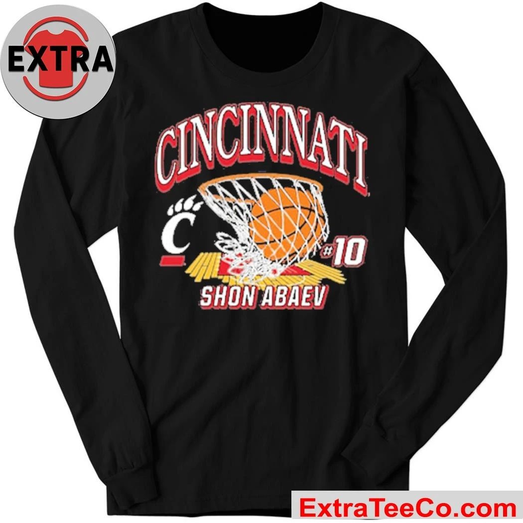 Shon Abaev Cincinnati Bearcats Black NIL Name Number Net Logo Shirt