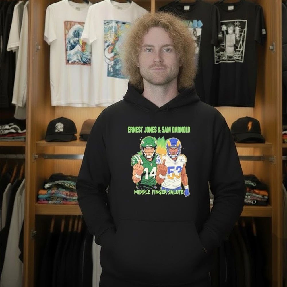 Ernest Jones & Sam Darnold Middle Finger Salute Graphic Design Shirt