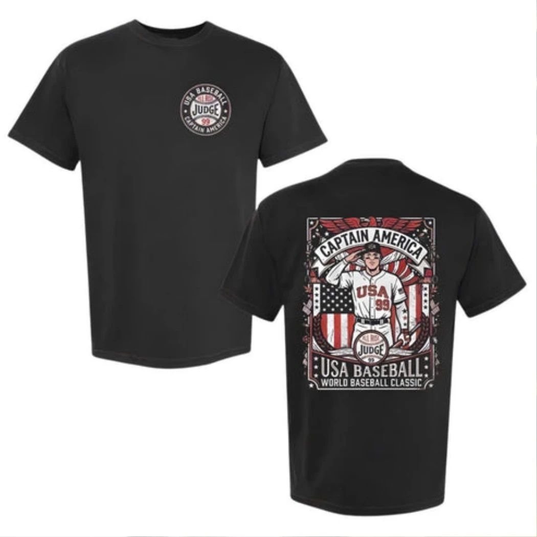 Aaron Judge Captain America Usa Baseball World Baseball Two-Sided Graphic T-Shirt