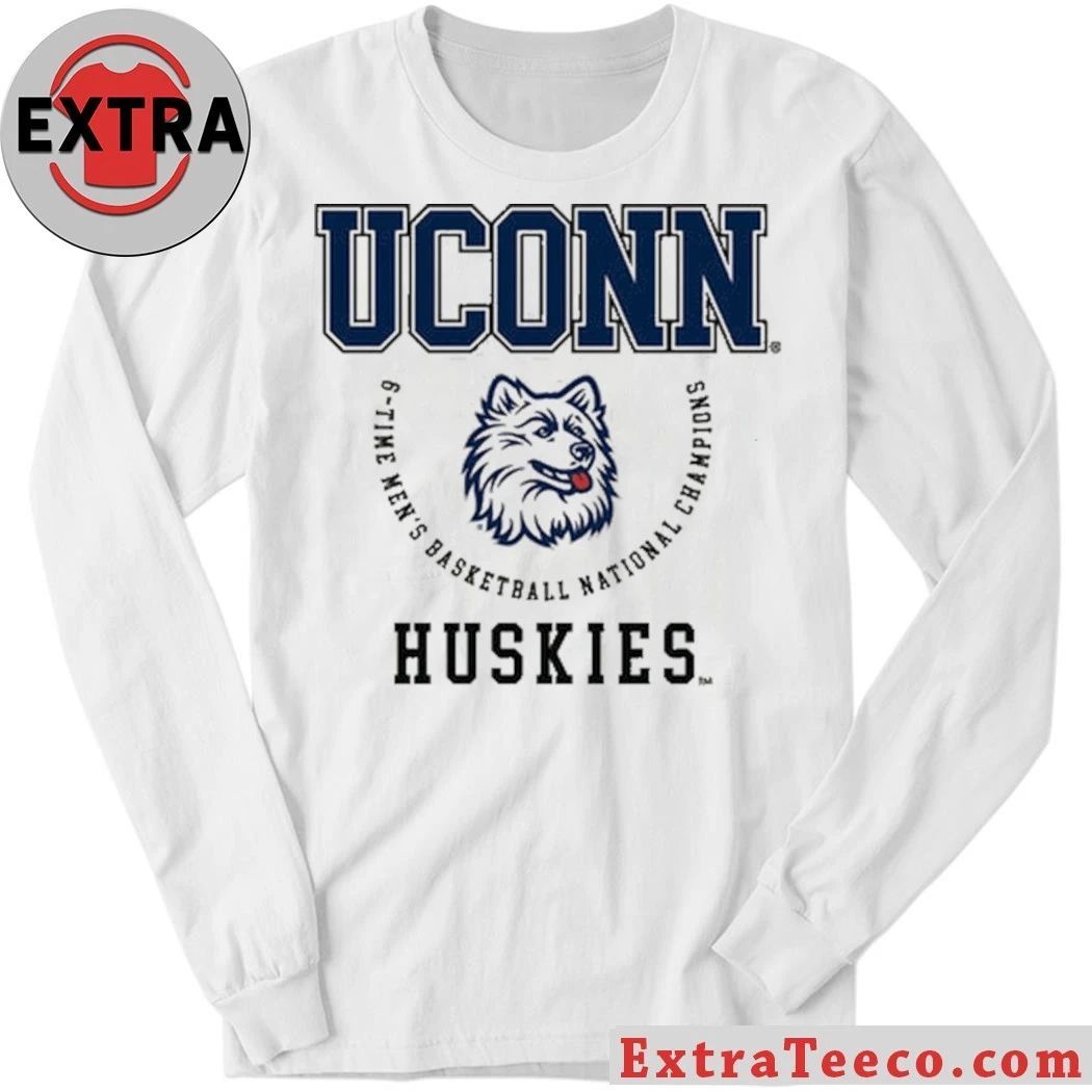 Original UCONN Huskies 6 Time Men’s Basketball National Champions Banner Legacy Basketball Logo Shirt