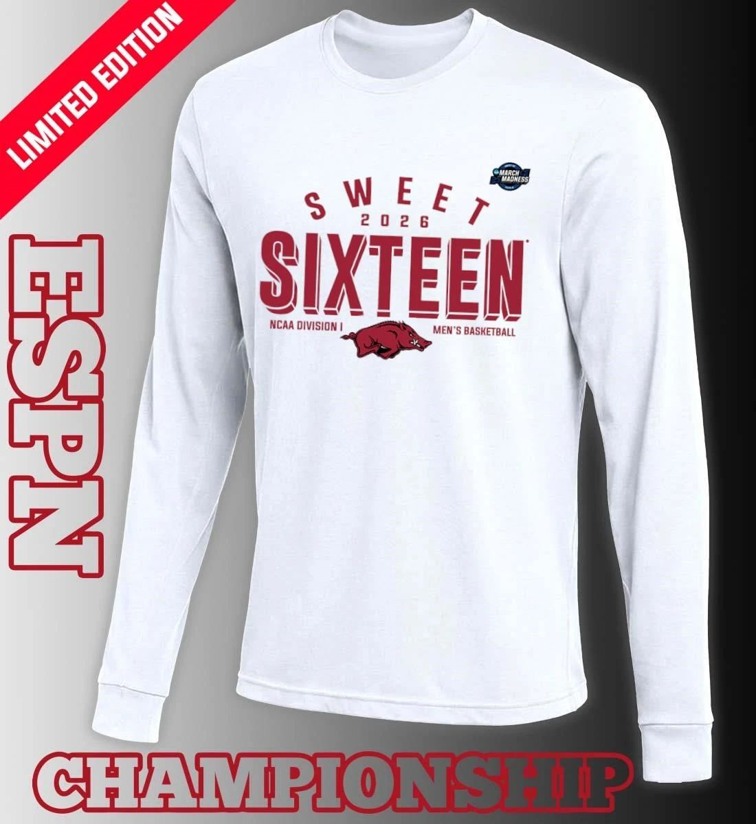 Sweet 16 Arkansas Razorbacks 2026 NCAA Men’s Basketball T-Shirt