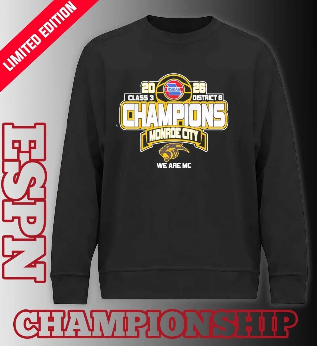 Monroe City Basketball 2026 MSHSAA Class 3 District 6 Champions Shirt