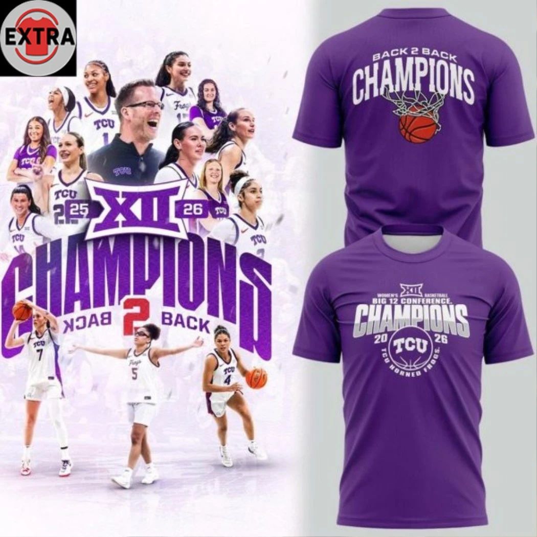 Original TCU Horned Frogs Big 12 Conference 2026 Back 2 Back Champs Logo Two Sided Shirt