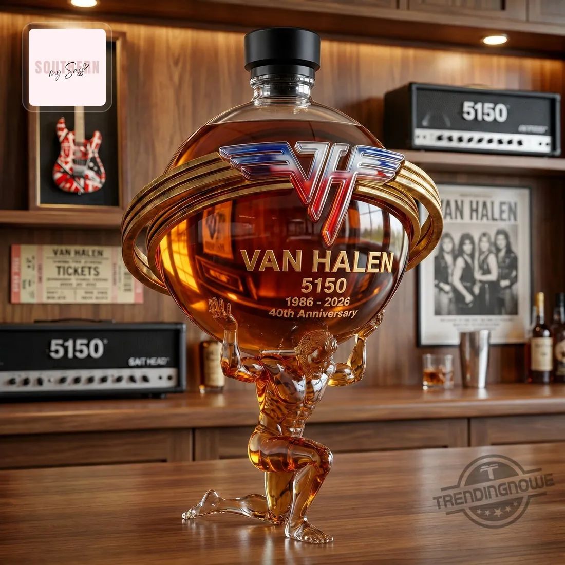 Van Halen 5150 40th Anniversary Collector’s Edition Atlas Whiskey Bottle