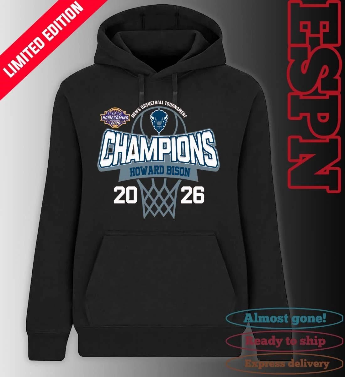 MEAC Men’s Basketball Tournament 2026 Champions Howard Bison T-Shirt