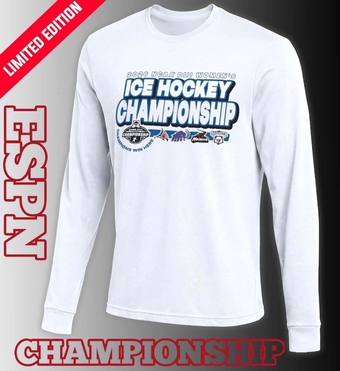 4 Teams 2026 NCAA DIII Women’s Ice Hockey Championship T-Shirt