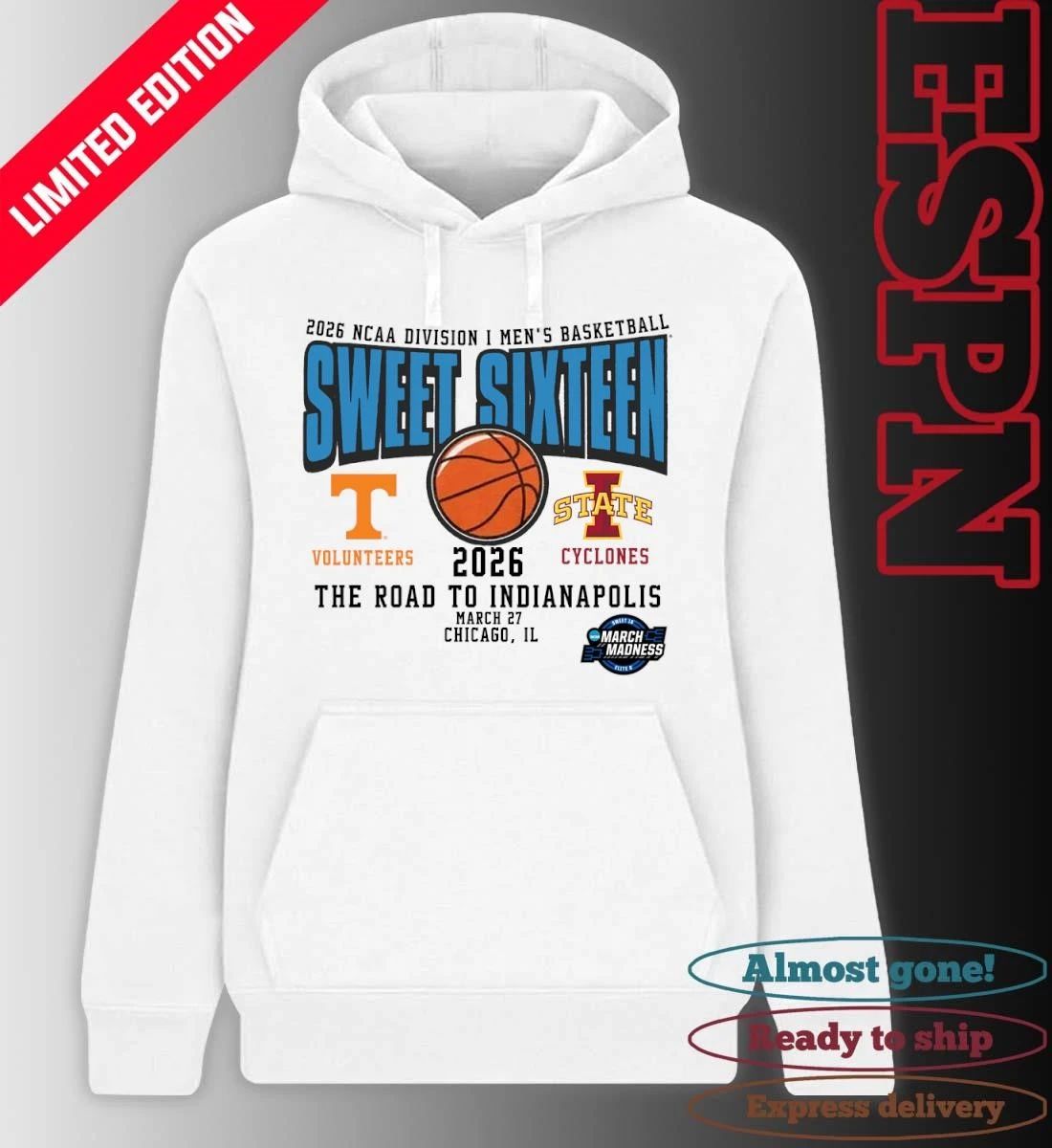 Tennessee Vs Iowa State 2026 NCAA DI Men’s Basketball Tournament Sweet Sixteen T-Shirt