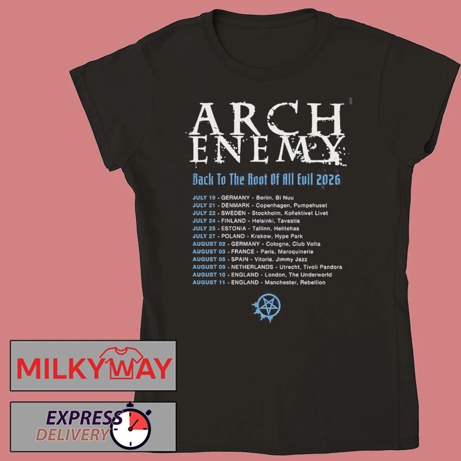 Arch Enemy Back To The Root Of All Evil 2026 Tour Europe And UK Schedule Dates Two Sided T-Shirt