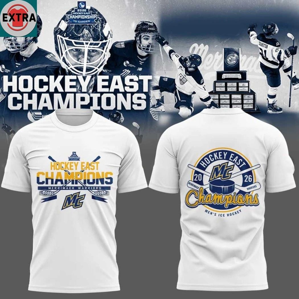 Merrimack Warriors Men’s Hockey East Champions 2026 Logo Two Sided Hoodie Shirts