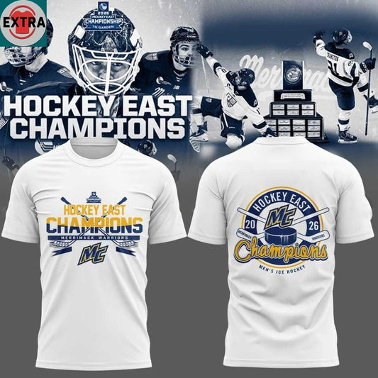 Merrimack Warriors Men’s Hockey East Champions 2026 Logo Two Sided Hoodie Shirts