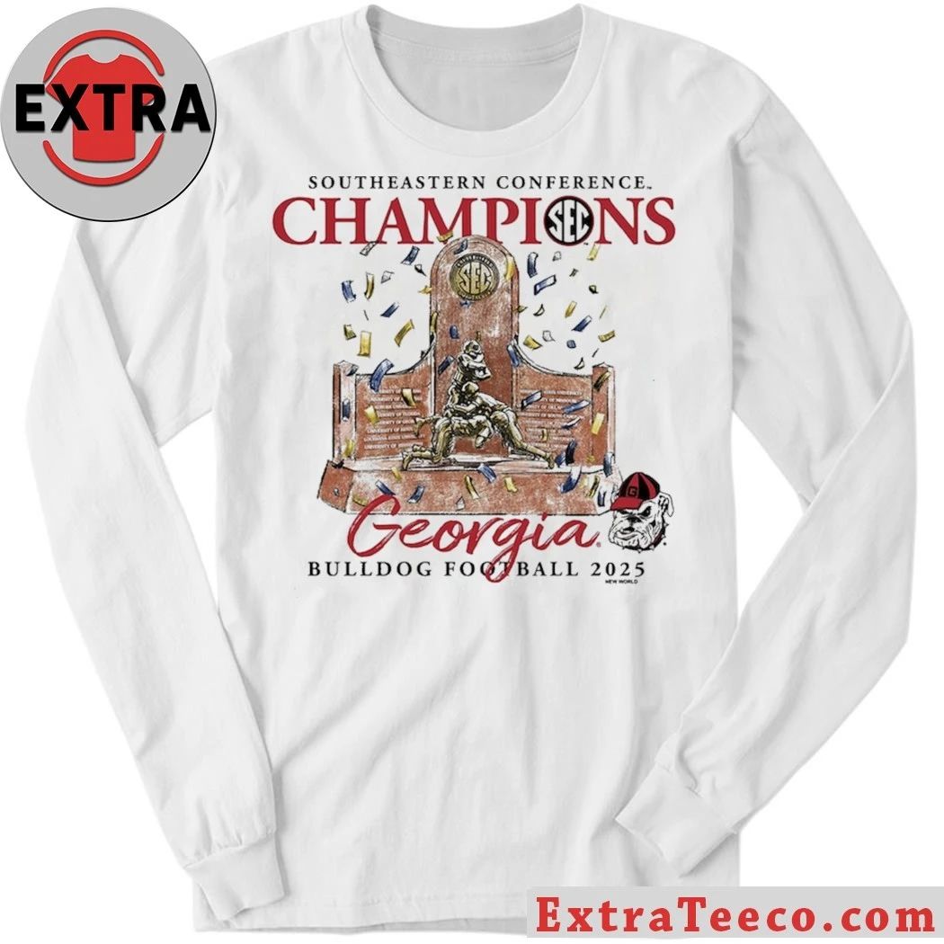 Georgia Bulldogs 2025 Southeastern Conference Football Champions Trophy 28-7 December 7, 2025 Logo Shirt