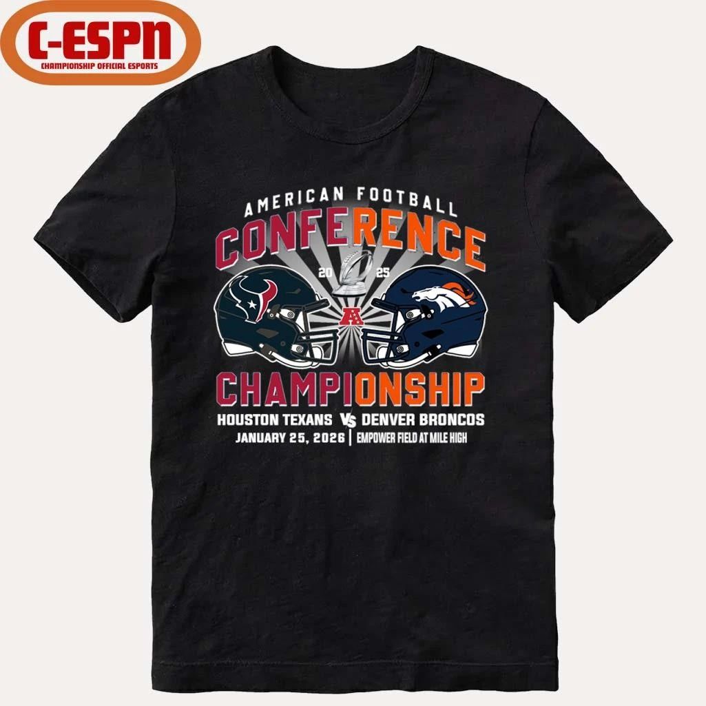 Texans Vs Broncos AFC Conference Championship Duel Helmet T-Shirt