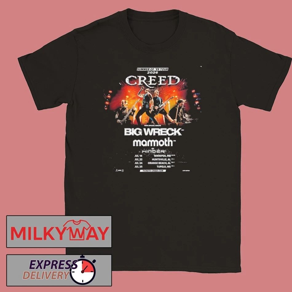 Creed Summer Of 99 Tour 2026 July Run Shows Schedule Dates Two Sided T-Shirt