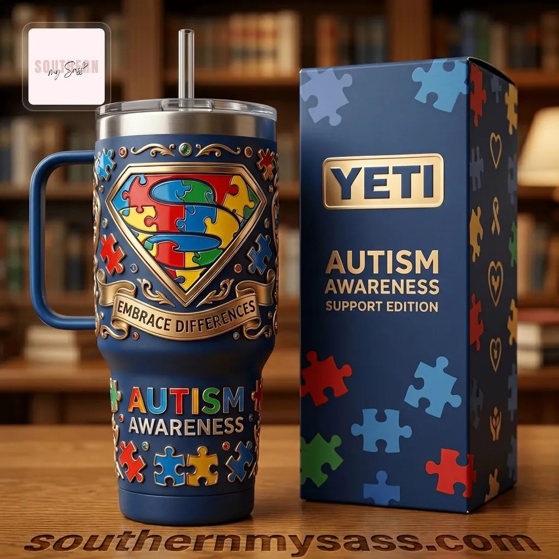 YETI Autism Awareness 40oz Insulated Support Edition Tumbler With Handle