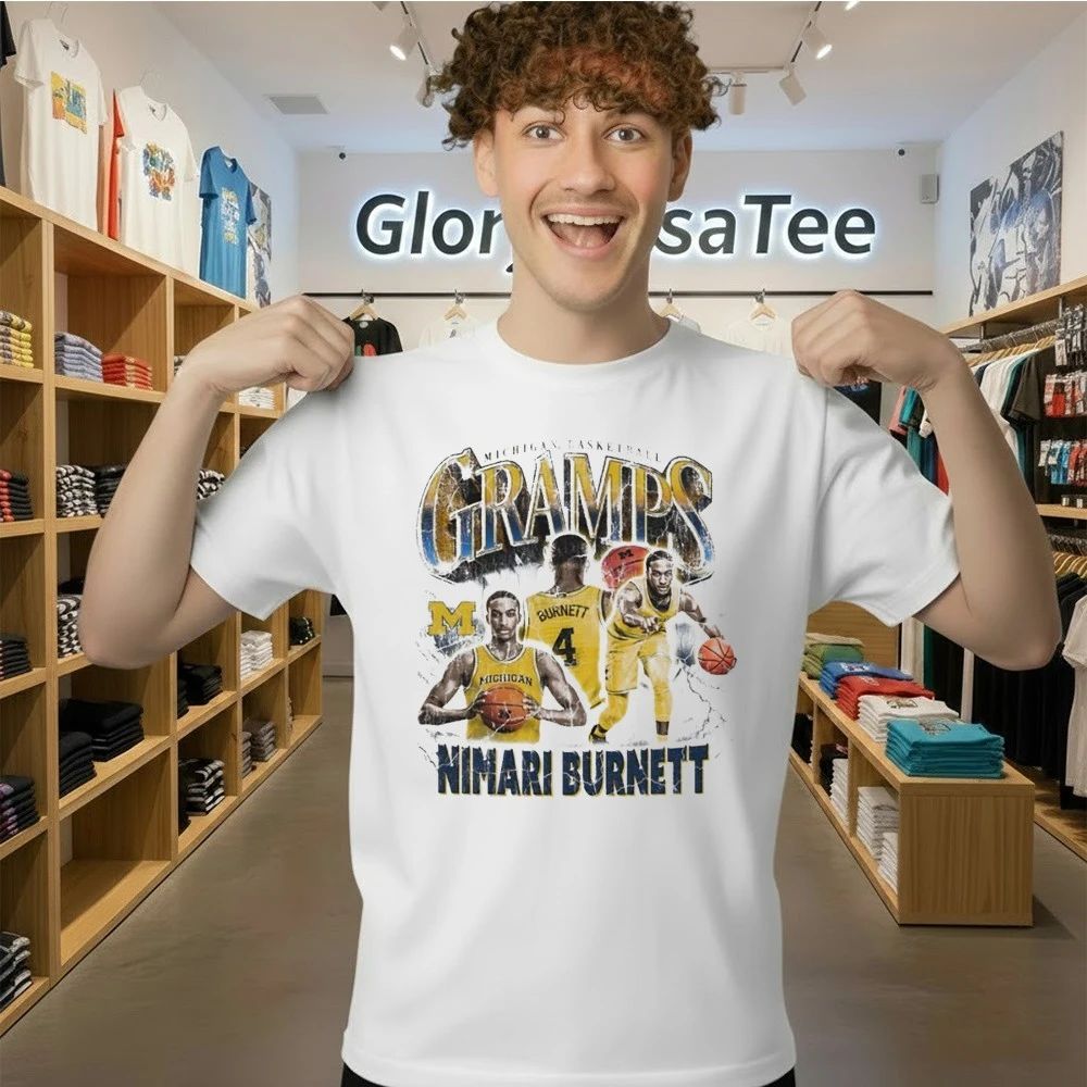 Nimari Burnett Michigan Basketball White Gramps Graphic Shirt