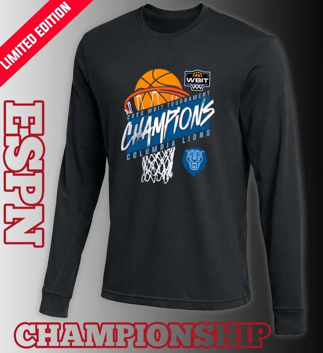 Columbia Lions 2026 WBIT Tournament Champions T-Shirt