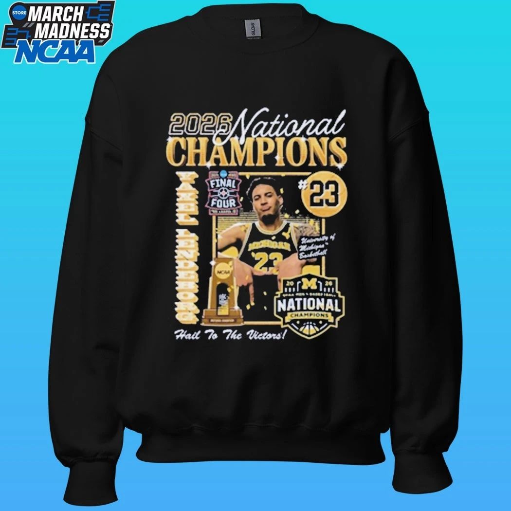 Michigan Wolverines Men’s Basketball Campus Ink 2026 National Champion #23 Yaxel Lendeborg Shirt