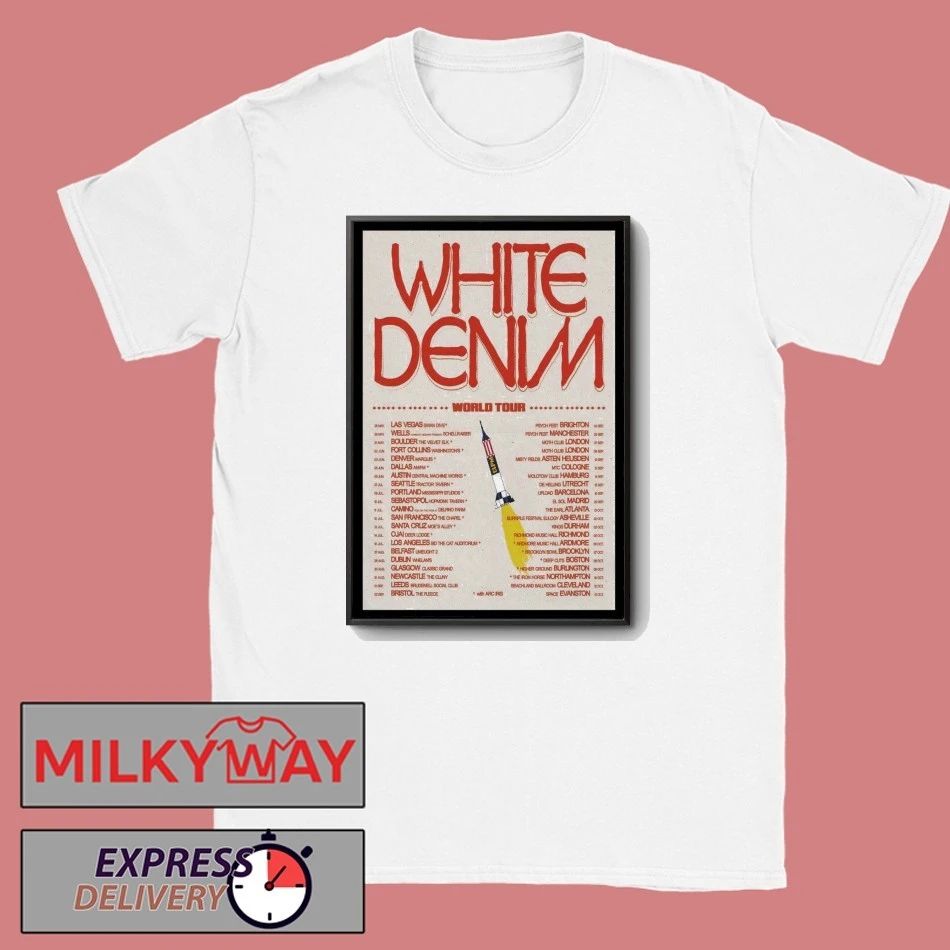 White Denim World Tour 2026 Poster shirt