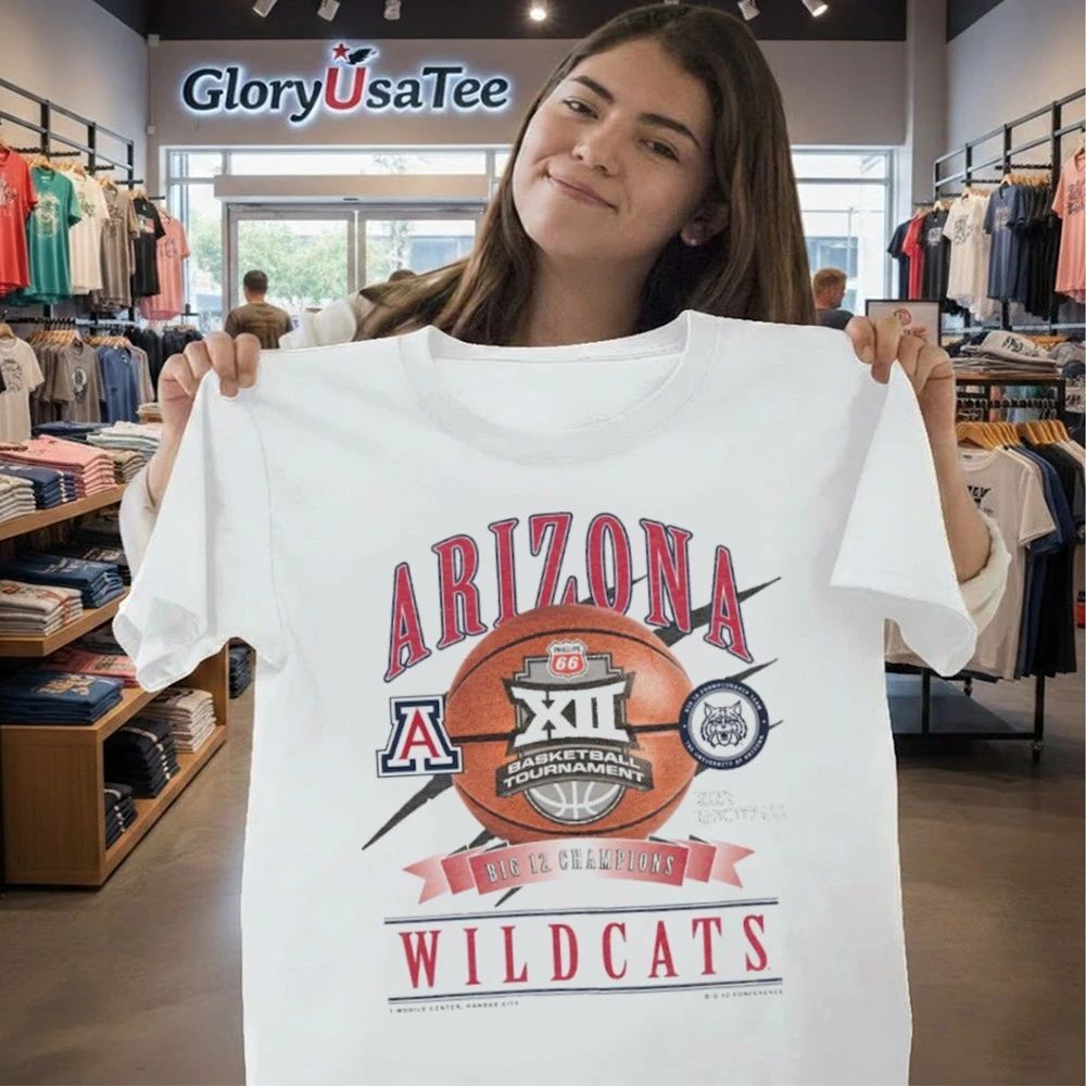 Men’s New Era White Arizona Wildcats 2026 Big 12 Men’s Basketball Tournament Champions Locker Room T-Shirt