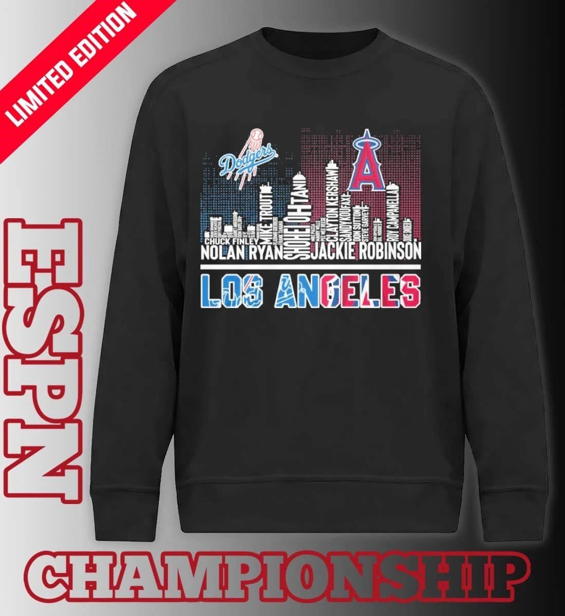 Los Angeles Dodgers And Los Angeles Angels Skyline Players Name Shirt