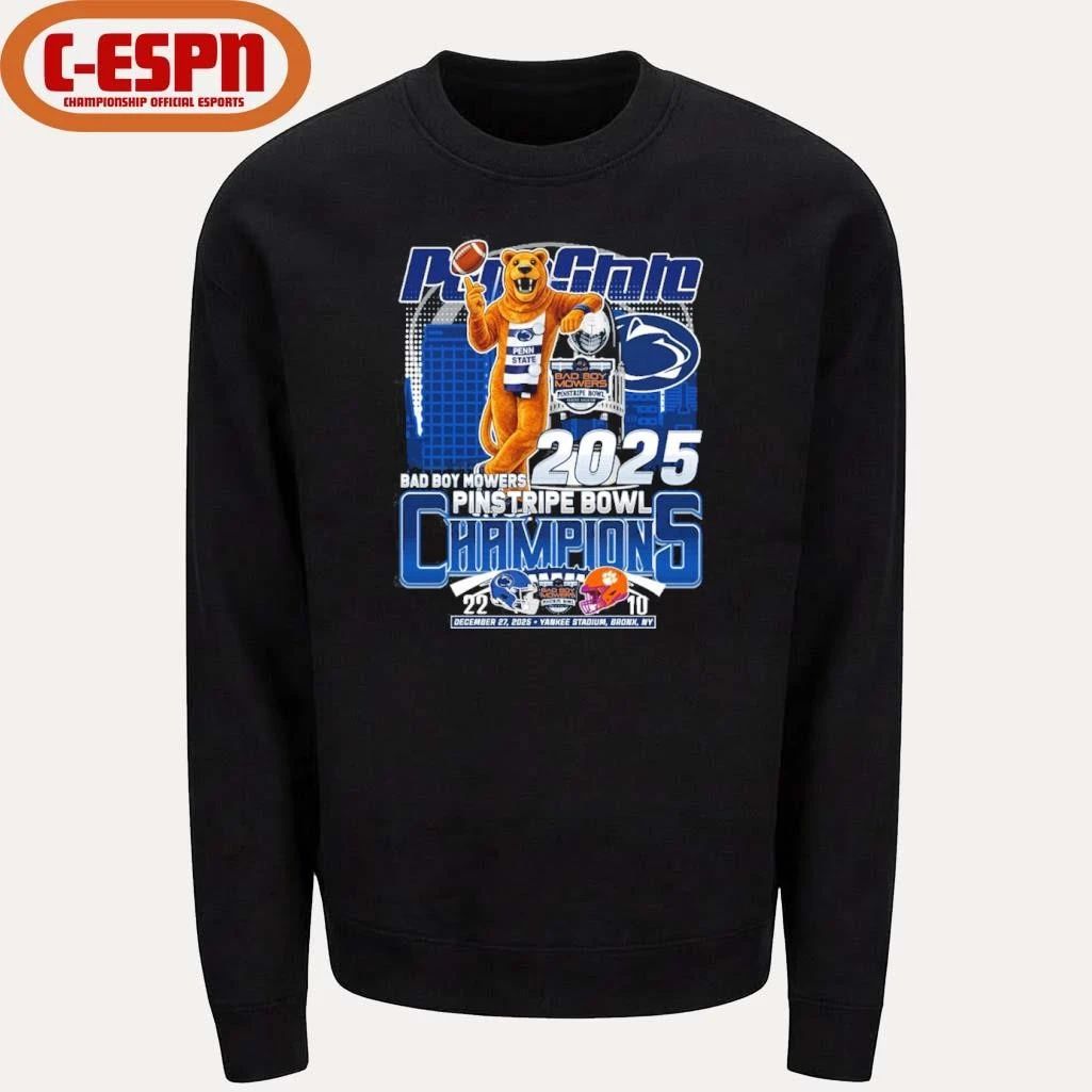Penn State Mascot Bad Boy Mowers Pinstripe Bowl Champions 2025 Shirt