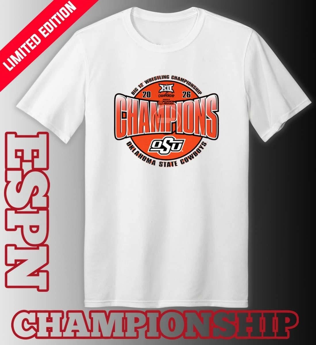 Oklahoma State Cowboys 2026 Big 12 Wrestling Champions Shirt