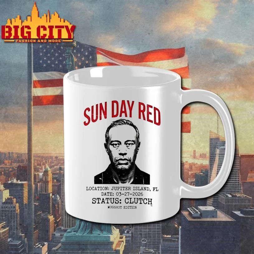 Tiger Woods Sun Day Red Iconic Mugshot Location Jupiter Island retro Shirt