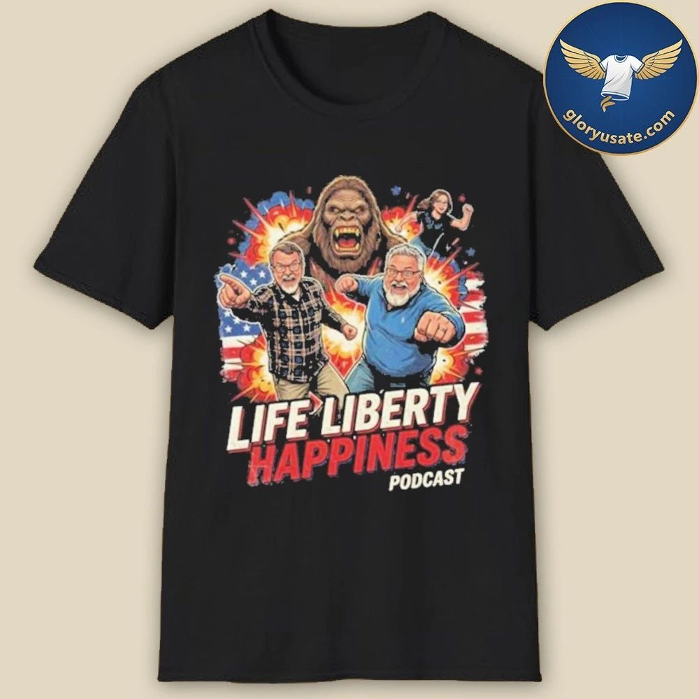 Media Squatch Life Liberty Happiness Bigfoot Team Shirt