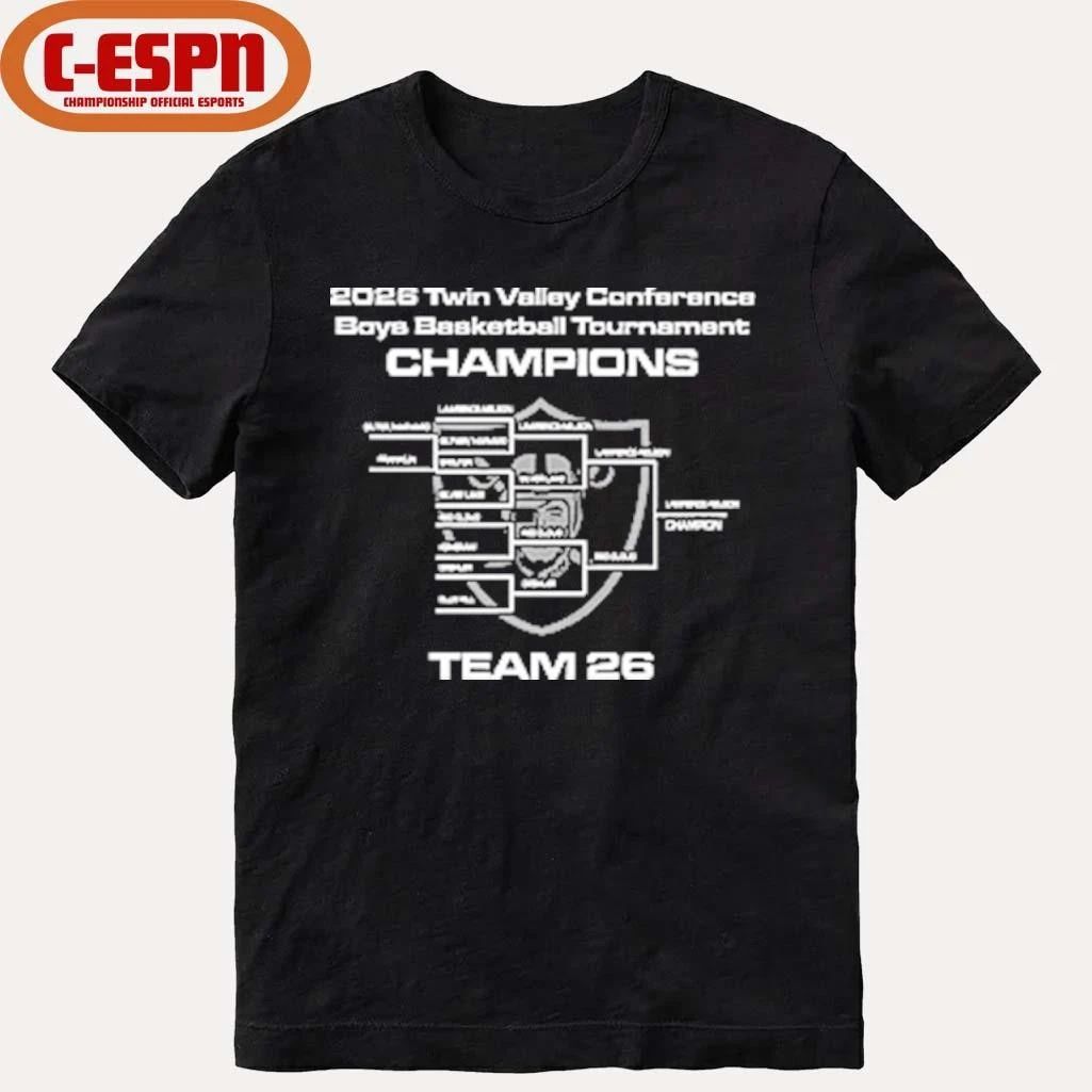 Lawrence-Nelson 2026 TVC Boys Basketball Tournament Champions Shirt