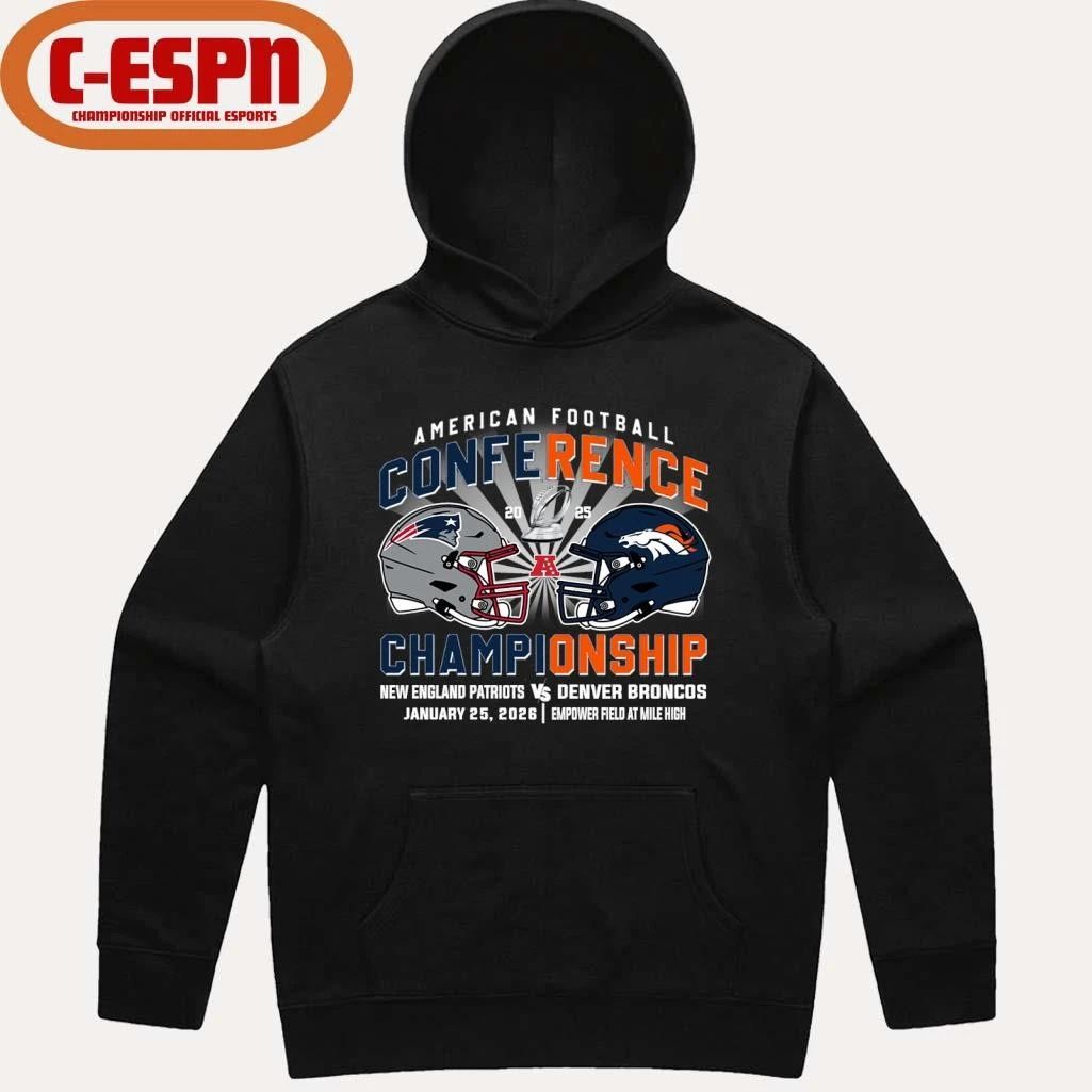 Patriots Vs Broncos AFC Conference Championship Duel Helmet T-Shirt