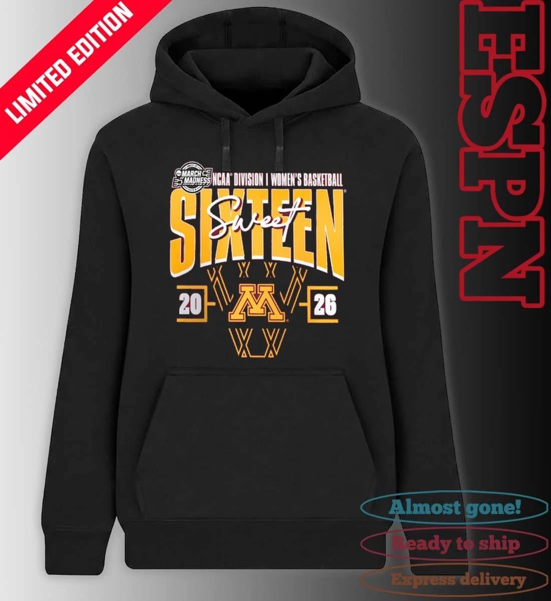Minnesota Golden Gophers 2026 NCAA Women’s Basketball Tournament March Madness Sweet 16 Court Shot T-Shirt
